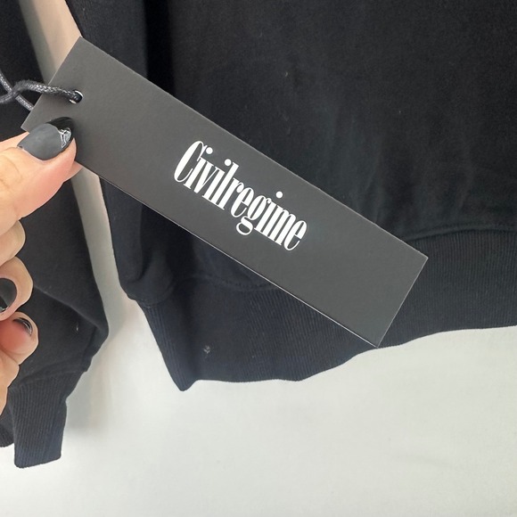 Civil Regime Hoodie Black Flame Rose Graphic Oversized Pullover Sz M NWT - Picture 4 of 10